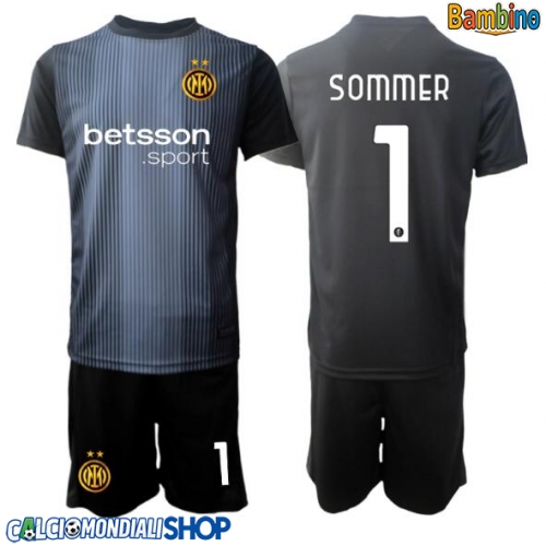 Maglie da calcio Inter Milan Yann Sommer #1 Portiere Prima Maglia Bambino 2025-26 Manica Corta + Pantaloni corti)